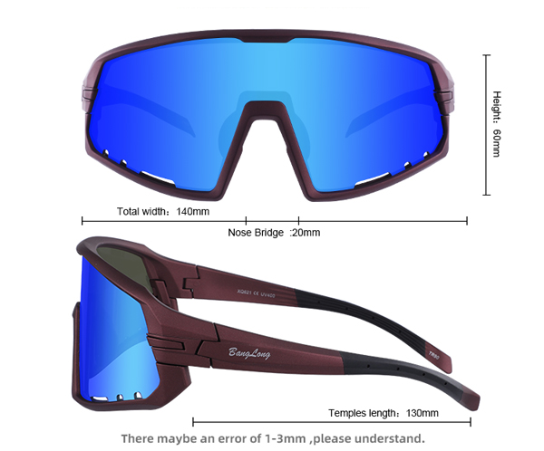 Occhiali da sole sportivi a specchio per mountain bike con montatura intera - Bang Long